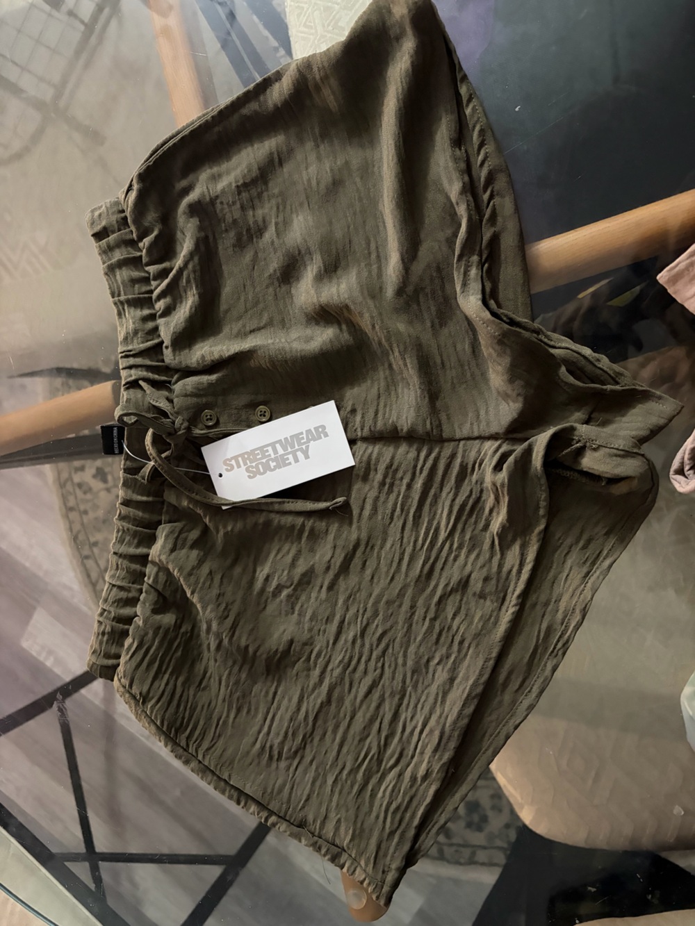 Streetwear Society Women's Olive High-Waist Casual Shorts
